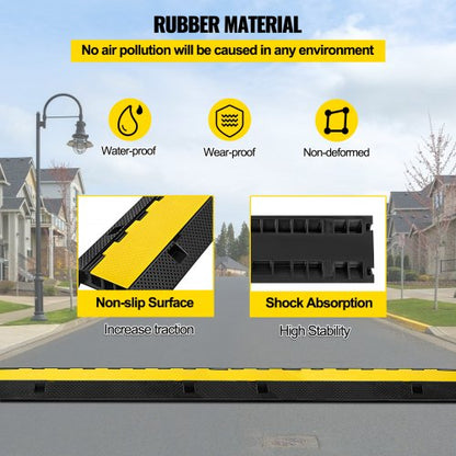 Heavy Duty Rubber Cable Protector Ramps 44000Lbs Load Capacity 3Channel Cord Cover Ramp For Drivewa 4