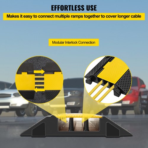 Heavy Duty Rubber Cable Protector Ramps 44000Lbs Load Capacity 3Channel Cord Cover Ramp For Drivewa 5