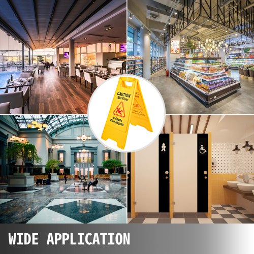 6 Pack Caution Wet Floor Signs, 25" Double-Sided Bilingual Warning Sign – Foldable Wet Floor