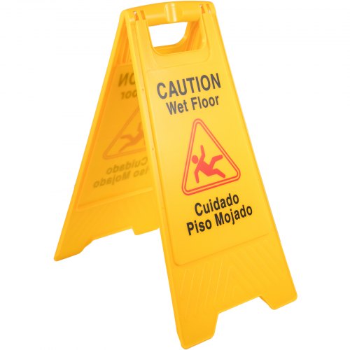 6 Pack Caution Wet Floor Signs, 25" Double-Sided Bilingual Warning Sign – Foldable Wet Floor