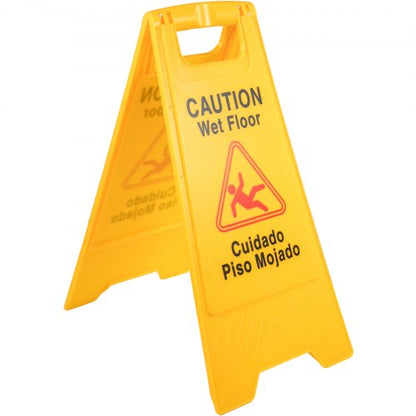 6 Pack Caution Wet Floor Signs, 25" Double-Sided Bilingual Warning Sign – Foldable Wet Floor