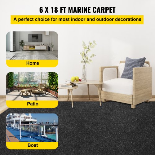 Marine Grade Boat Carpet 6x18 Ft Waterproof Outdoor Carpet With NonSlip Surface  Easy Clean Cuttabl 1