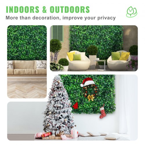 Boxwood Hedge Wall Panels Set, Artificial Grass Backdrop Wall Thick, UV Protected Privacy Fence Screen, Indoor Outdoor