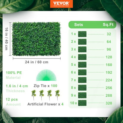 Boxwood Hedge Wall Panels, Artificial Grass Backdrop Wall Thick, Privacy Hedge Screen for Indoor Outdoor