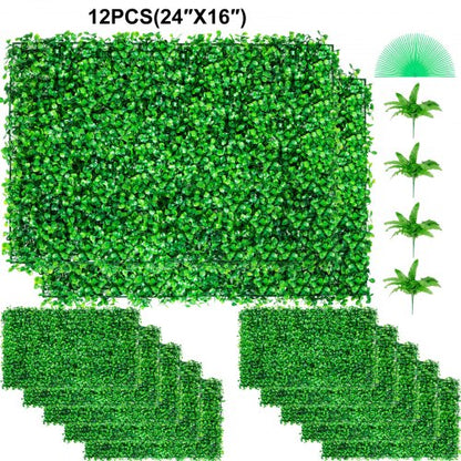 Boxwood Hedge Wall Panels, Artificial Grass Backdrop Wall Thick, Privacy Hedge Screen for Indoor Outdoor