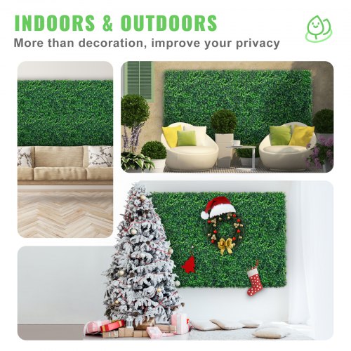 Artificial Boxwood Panel UV, Fake Hedge Wall Panels, Dense Green Grass Backdrop for Indoor Outdoor Privacy Fence