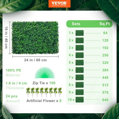 Artificial Boxwood Panel UV, Fake Hedge Wall Panels, Dense Green Grass Backdrop for Indoor Outdoor Privacy Fence
