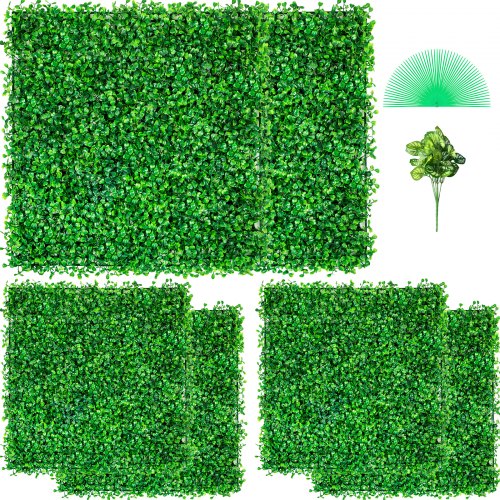 Artificial Boxwood Panel UV Protected Green Grass Wall Panels, Lush Fake Hedge Backdrop for Indoor Outdoor Privacy Fence
