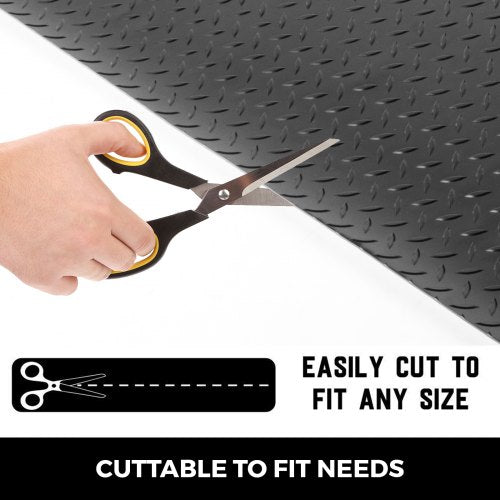 PVC Garage Floor Mats Rolls, Thick Garage Mat for Under Car, Trailer, Gym & Workshop, Waterproof Black Diamond Flooring