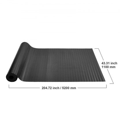 PVC Garage Floor Mats Rolls, Thick Garage Mat for Under Car, Trailer, Gym & Workshop, Waterproof Black Diamond Flooring