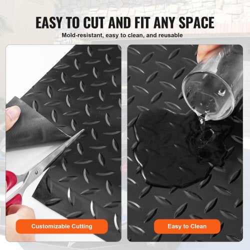 PVC Garage Floor Mats for Under Car, Rolls Thickness Black Garage Flooring for Trailer, Warehouse, Garage, Home Gym