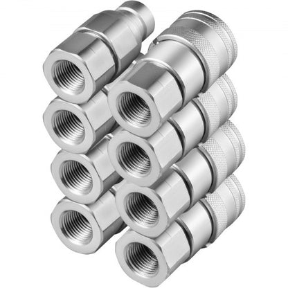Hydraulic Coupler Quick Connect Set, NPT Flat Face Hydraulic Quick Connect, ISO 16028 Couplers for Bobcat, CAT, Kubota