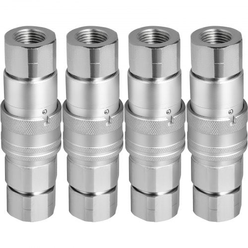 Hydraulic Coupler Quick Connect Set, NPT Flat Face Hydraulic Quick Connect, ISO 16028 Couplers for Bobcat, CAT, Kubota