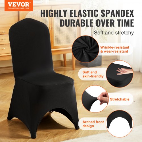 Stretch Spandex Folding Chair Covers Set, Universal Fit with Arched Front, Washable Slipcovers for Wedding, Holiday