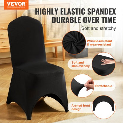 Stretch Spandex Folding Chair Covers Set, Universal Fit with Arched Front, Washable Slipcovers for Wedding, Holiday