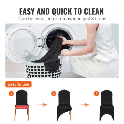 Stretch Spandex Folding Chair Covers Set, Universal Fit with Arched Front, Washable Slipcovers for Wedding, Holiday