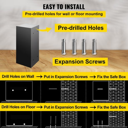 Large Double Door Safe Box, Fireproof Steel Digital Safe for Cash, Guns, Jewelry & Valuables, Heavy-Duty Security Strong