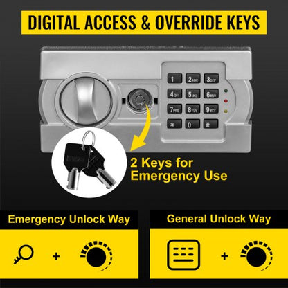 Digital Depository Safe Cubic Feet Made of Carbon Steel, Electronic Code Lock Safe with Deposit Slot & Emergency Keys