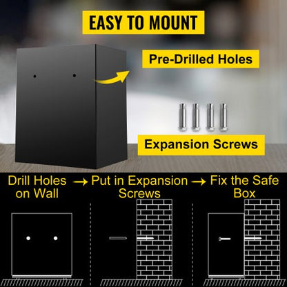 Digital Depository Safe Cubic Feet Made of Carbon Steel, Electronic Code Lock Safe with Deposit Slot & Emergency Keys
