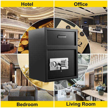 Digital Depository Safe Cubic Feet Made of Carbon Steel, Electronic Code Lock Safe with Deposit Slot & Emergency Keys