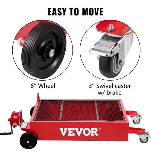 Low Profile Oil Drain Pan, Large Capacity Gallon Oil Drain Tank with Manual Pump, Hose, Heavy-Duty Wheels & Folding