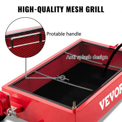 Low Profile Oil Drain Pan, Large Capacity Gallon Oil Drain Tank with Manual Pump, Hose, Heavy-Duty Wheels & Folding