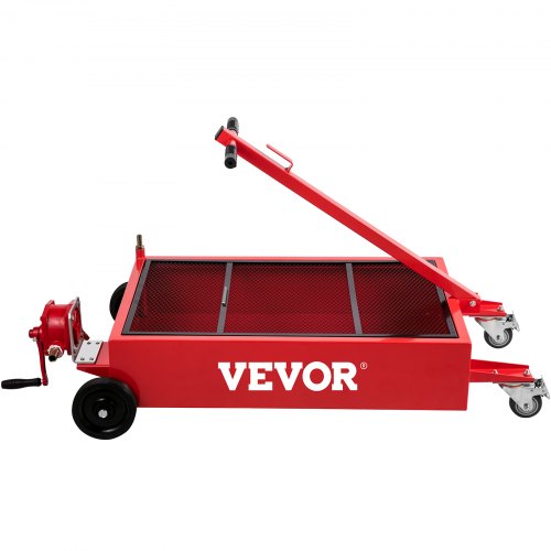 Low Profile Oil Drain Pan, Large Capacity Gallon Oil Drain Tank with Manual Pump, Hose, Heavy-Duty Wheels & Folding