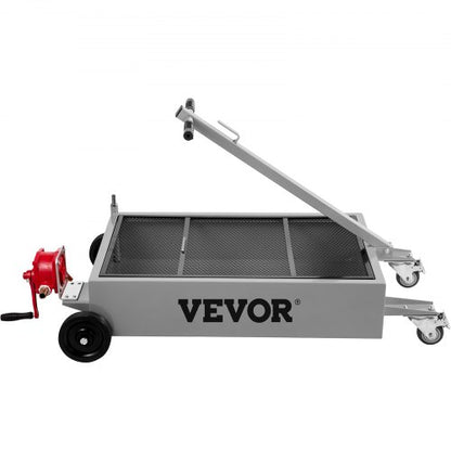Low Profile Oil Drain Pan, Heavy-Duty Oil Change Tank with Manual Pump, Hose, Swivel Wheels for SUV, Truck, Car