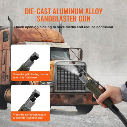 10Gal40L Sandblaster Kit HeavyDuty Power Sand Blaster W Grit Nozzles Pressure Gauge 4