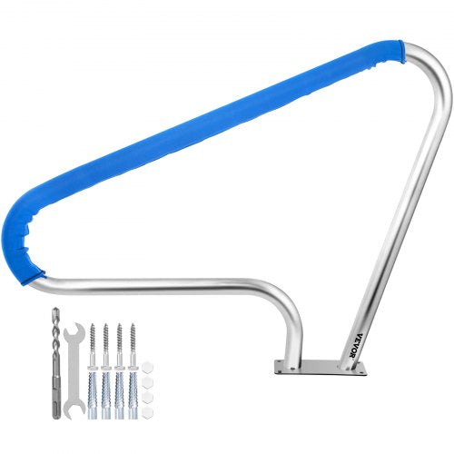 Pool Rail 32x23 304 Stainless Steel Pool Railing With 250LBS Load Capacity Blue Grip Cover  M8 Dril 6