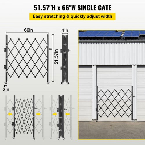 Flexible Expanding Security Gate 48 H X 66 W 360 Rolling Barricade Gate With HeavyDuty Steel  Padlo 3
