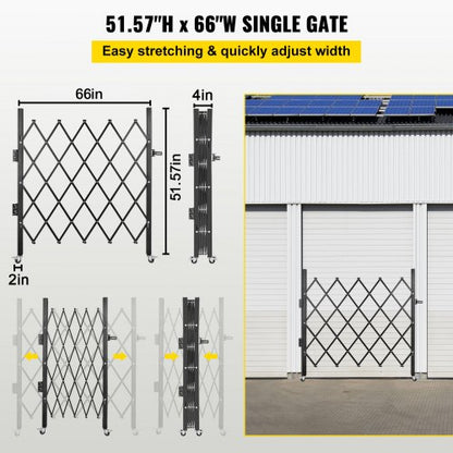 Flexible Expanding Security Gate 48 H X 66 W 360 Rolling Barricade Gate With HeavyDuty Steel  Padlo 3