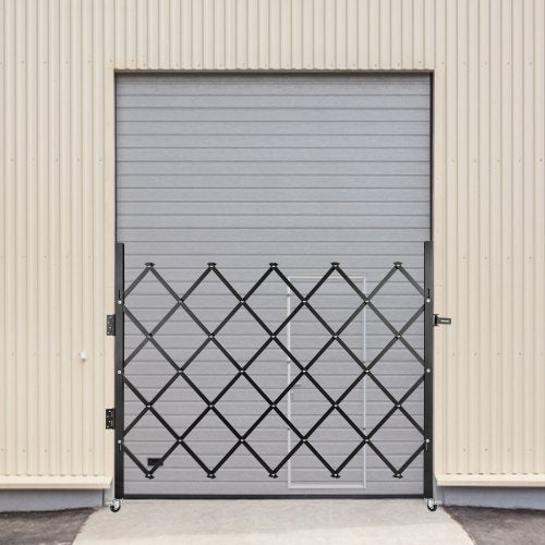 Flexible Expanding Security Gate, 48" H x 66" W 360° Rolling Barricade Gate with Heavy-Duty Steel & Padlock
