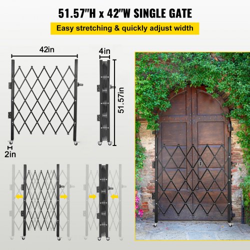 Scissor Gate Or Door With Padlock HeavyDuty 360 Rolling Barricade Gate For Home  Industrial Safety 3