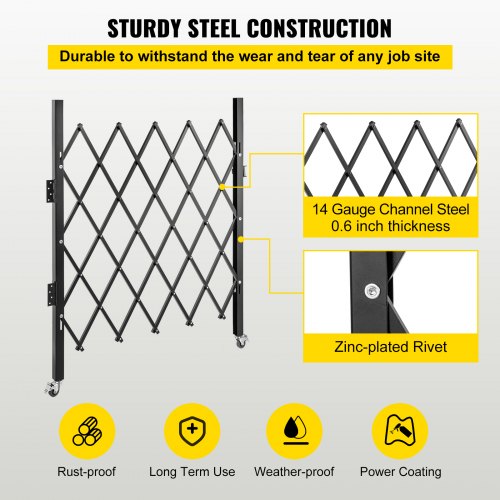 Scissor Gate Or Door With Padlock HeavyDuty 360 Rolling Barricade Gate For Home  Industrial Safety 4