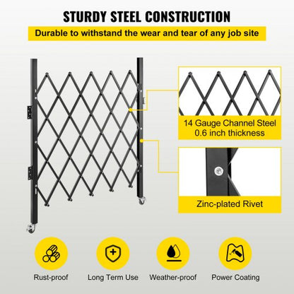 Scissor Gate Or Door With Padlock HeavyDuty 360 Rolling Barricade Gate For Home  Industrial Safety 4