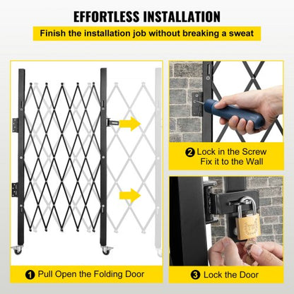 Scissor Gate Or Door With Padlock HeavyDuty 360 Rolling Barricade Gate For Home  Industrial Safety 6