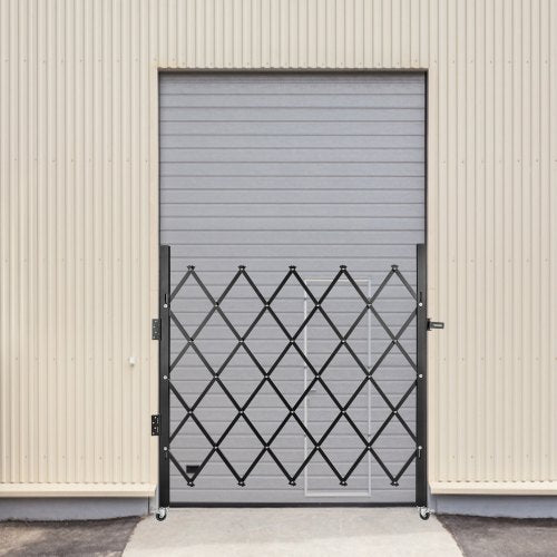 Scissor Gate or Door with Padlock, Heavy-Duty 360° Rolling Barricade Gate for Home & Industrial Safety
