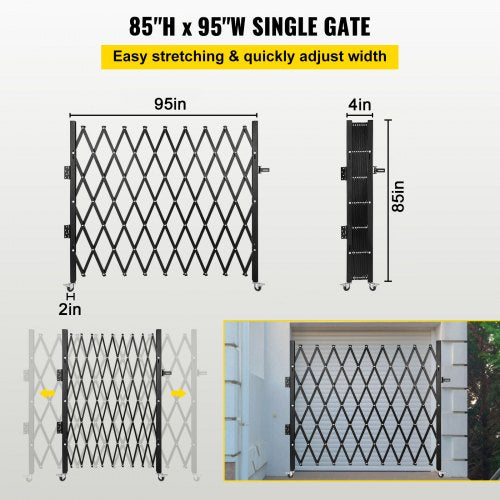 Flexible Expanding Security Gate 360 Rolling Barricade Gate With Padlock  HeavyDuty Scissor Gate Fo 3