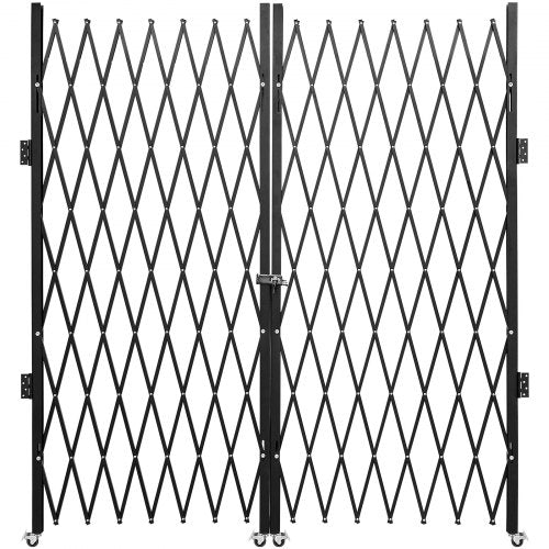 Heavy-Duty Scissor Gate with Keys, 360° Rolling Barricade Gate for Wide Entryways & Industrial Security