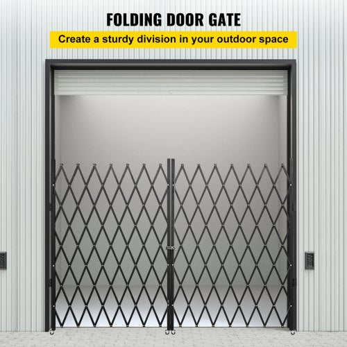 Heavy-Duty Scissor Gate with Keys, 360° Rolling Barricade Gate for Wide Entryways & Industrial Security