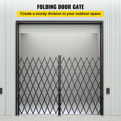 Heavy-Duty Scissor Gate with Keys, 360° Rolling Barricade Gate for Wide Entryways & Industrial Security