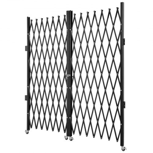Heavy-Duty Scissor Gate with Keys, 360° Rolling Barricade Gate for Wide Entryways & Industrial Security