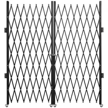 Heavy-Duty Scissor Gate with Keys, 360° Rolling Barricade Gate for Wide Entryways & Industrial Security