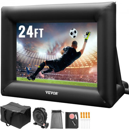 24ft Inflatable Movie Screen Outdoor Theater Projector Screen With 360W Blower  HeavyDuty Oxford Fa 1