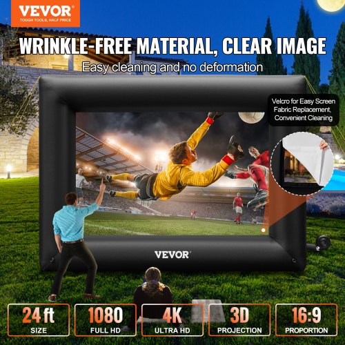 24ft Inflatable Movie Screen Outdoor Theater Projector Screen With 360W Blower  HeavyDuty Oxford Fa 2