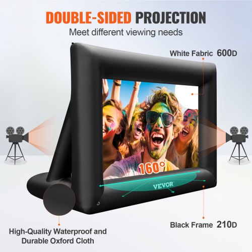24ft Inflatable Movie Screen Outdoor Theater Projector Screen With 360W Blower  HeavyDuty Oxford Fa 4