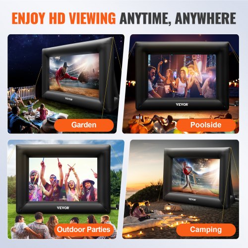24ft Inflatable Movie Screen Outdoor Theater Projector Screen With 360W Blower  HeavyDuty Oxford Fa 6