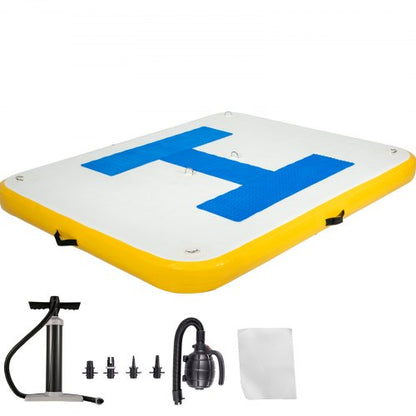 Inflatable Floating Dock 8x5 Ft HeavyDuty PVC Platform With Electric Pump For Swimming  Relaxation 2