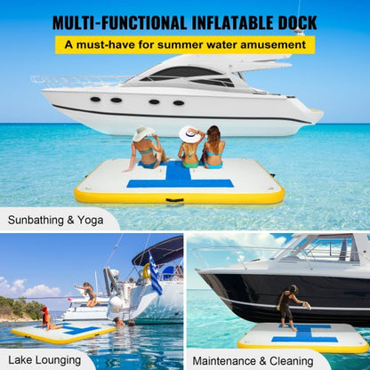 Inflatable Floating Dock 8x5 Ft HeavyDuty PVC Platform With Electric Pump For Swimming  Relaxation 3